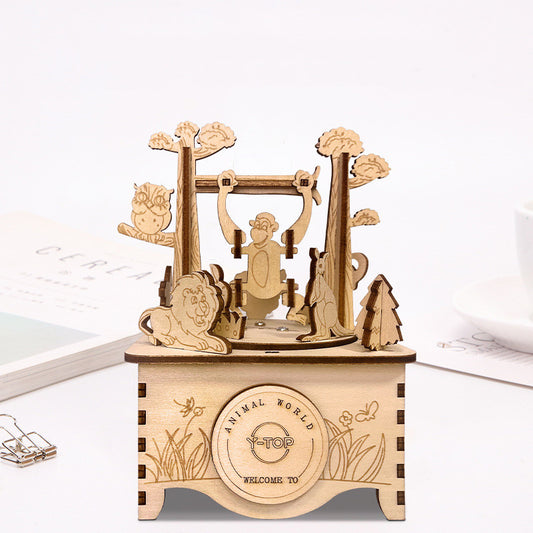Creative Gift Holiday Animal Paradise Music Box Wooden