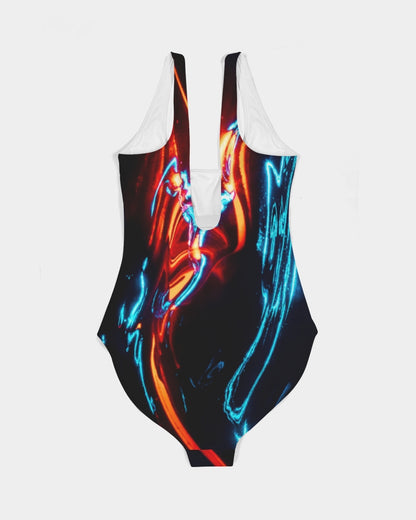 ELECTRICLY BLUE AND RED DESIGN BY FLIPSTYLEZ Women's All-Over Print One-Piece Swimsuit