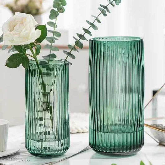 Home Fashion Decoration Color Vertical Striped Glass Vase