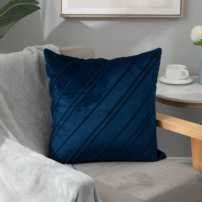 Pure Color Velvet Plaid Pillowcase Home Sofa Bedside Pillow Short Plush Cushion