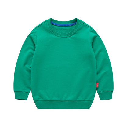 Boys Korean Round Neck Solid Color Loose Long Sleeve Pullover