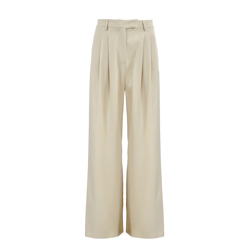 New fall style cream color High Waist trousers Pants for women