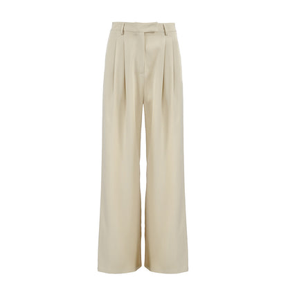 New fall style cream color High Waist trousers Pants for women
