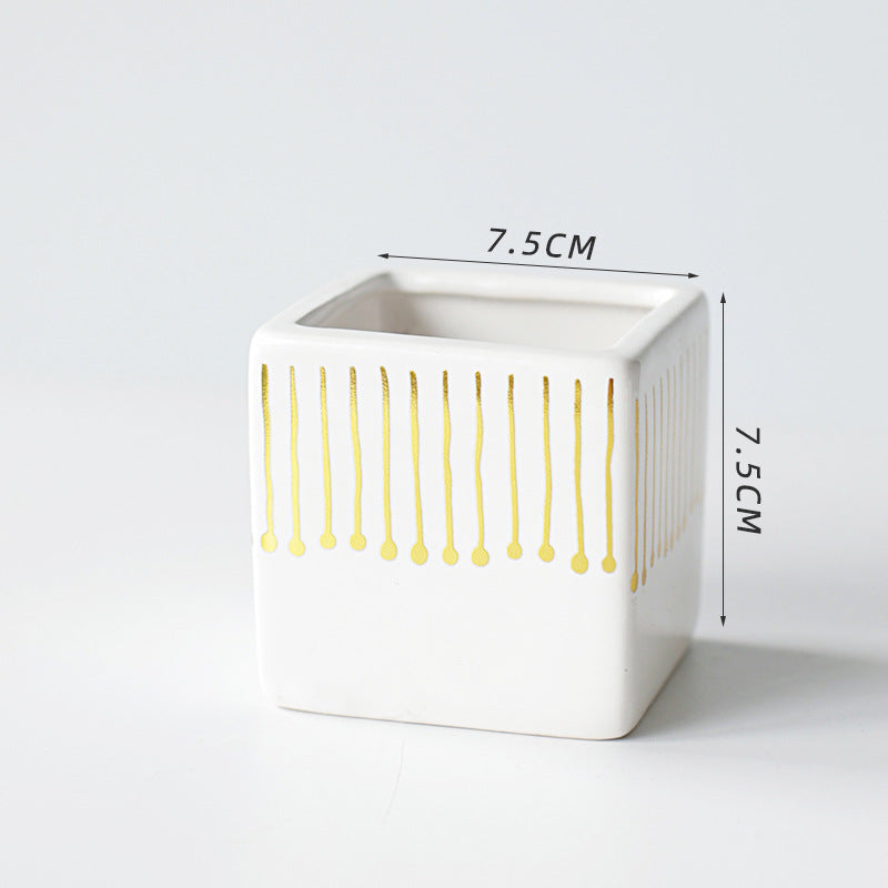 Succulent Ceramic Flower Pot Small Square Table Top Ornament