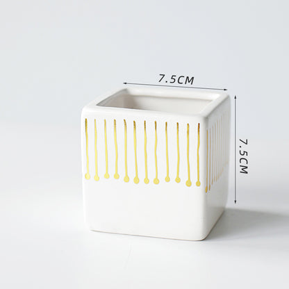 Succulent Ceramic Flower Pot Small Square Table Top Ornament