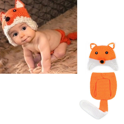 Knitting Baby Wool Hats Pants Cute Cartoon Animal Set
