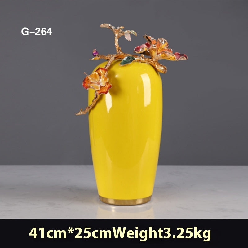 Light Luxury Enamel Vase American Living Room Desktop Ceramic