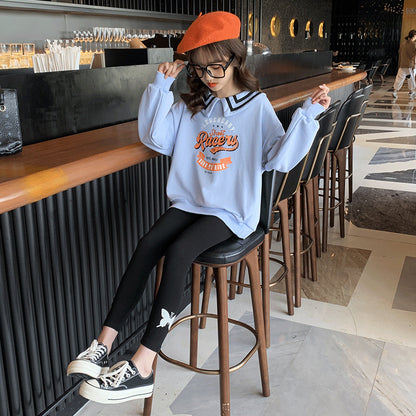 Letter Sweatshirt Leggings Two-Piece Set, Big Boy Spring And Autumn