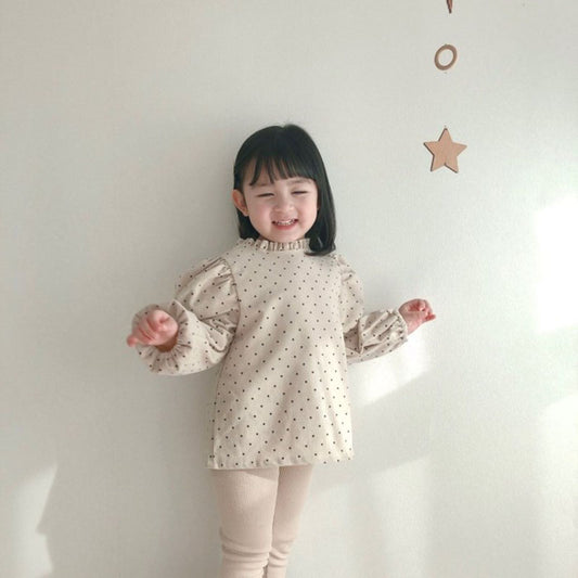 Folded Lace Collar Cotton Shirt Girl Baby
