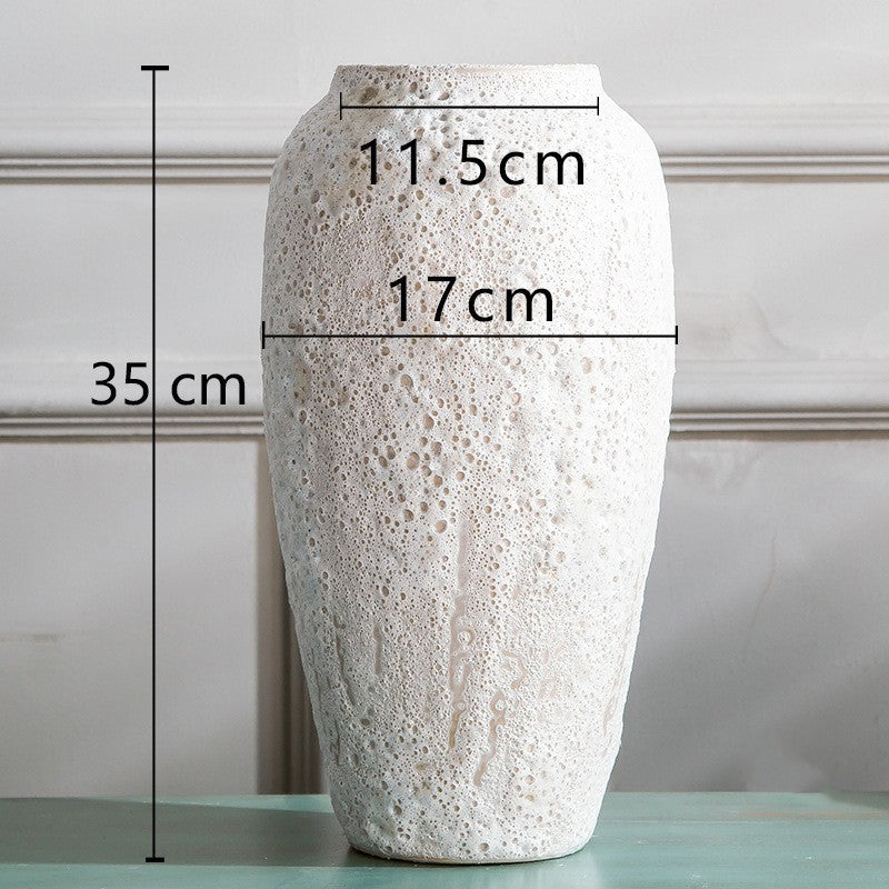 Living Room Flower Arrangement Ceramic Retro Pottery Pot Coarse Pottery Vase
