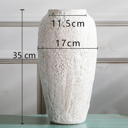 Living Room Flower Arrangement Ceramic Retro Pottery Pot Coarse Pottery Vase
