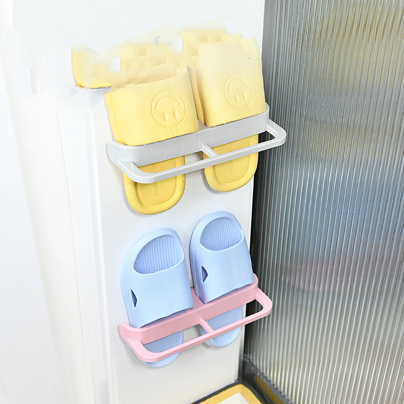 Perforation-free Bathroom Slippers Rack Wall-mounted Storage