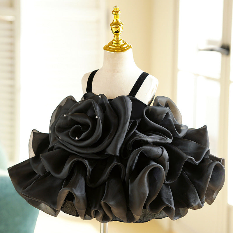 Baby Girl Summer Sling Three-dimensional Rose Princess Dress