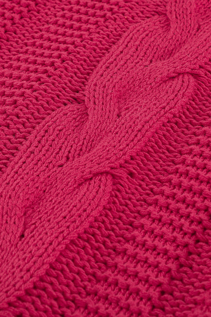 Dark Gray Bubblegum V-Neck Braided Knit Sweater
