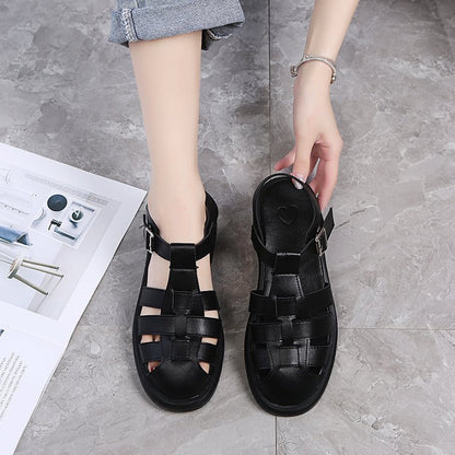 Fashion Plus Size Toe Hollow Hollow Buckle Sandals