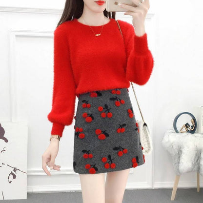Western Style Woolen Short Skirt Small Fragrance Two-piece Fashion