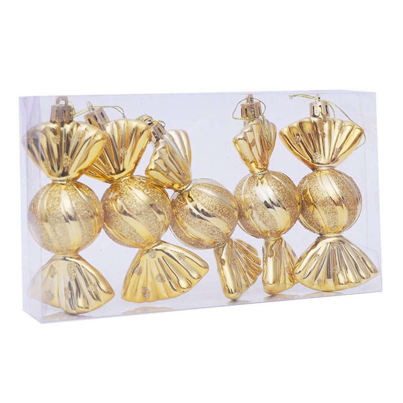Christmas Decoration Gift Box Electroplating Candy Props Pendant 5 Pcs 1 Box