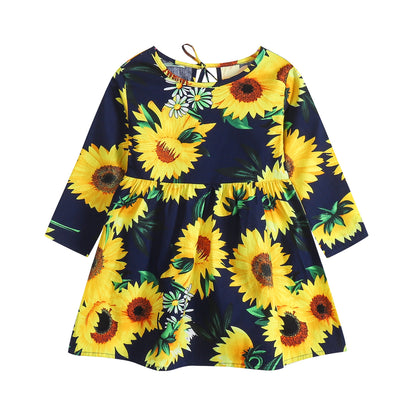 Children's Floral Cotton Long Sleeve Dress