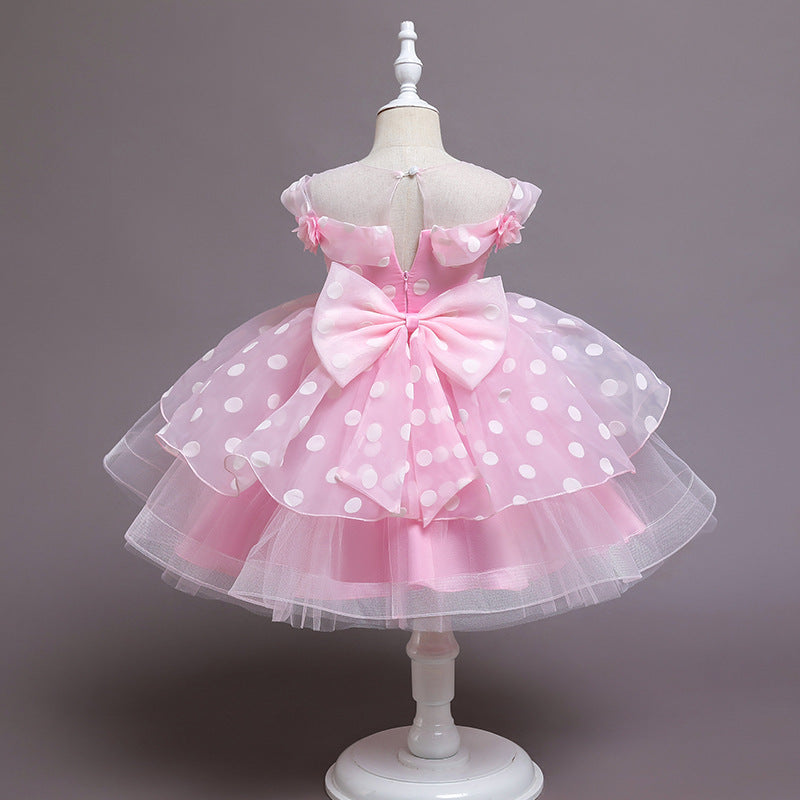 Children's Flower Princess Dress Year-old Girl Polka Dot