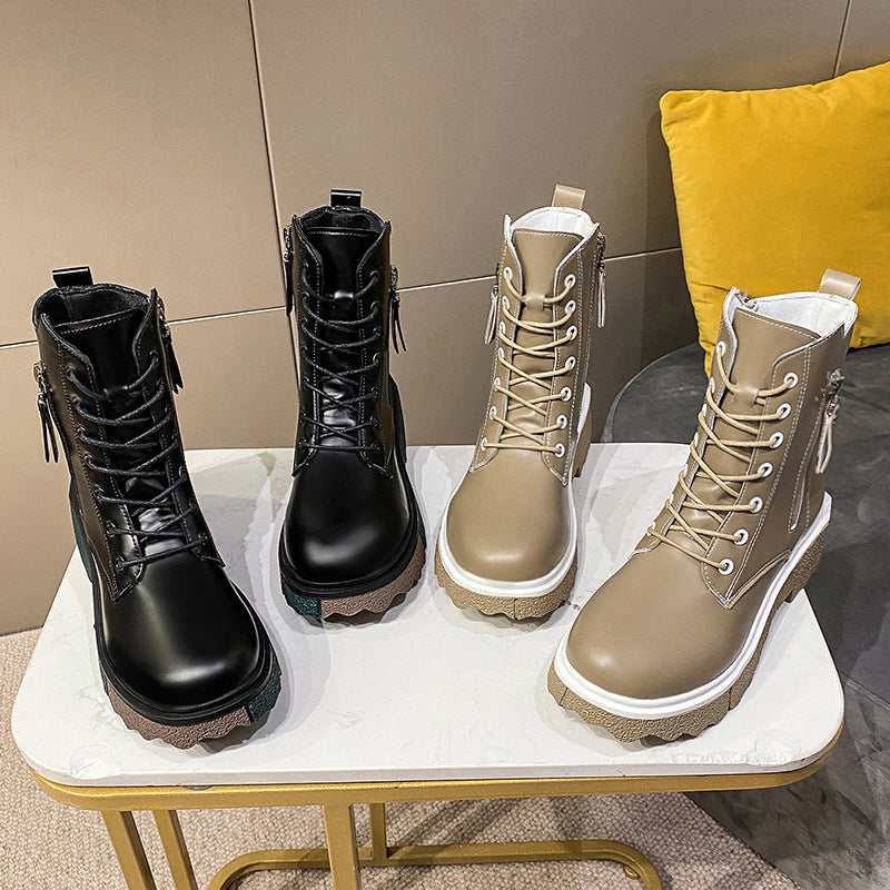 Martin Boots Female British Style New Fashion Thick-soled Short Tube