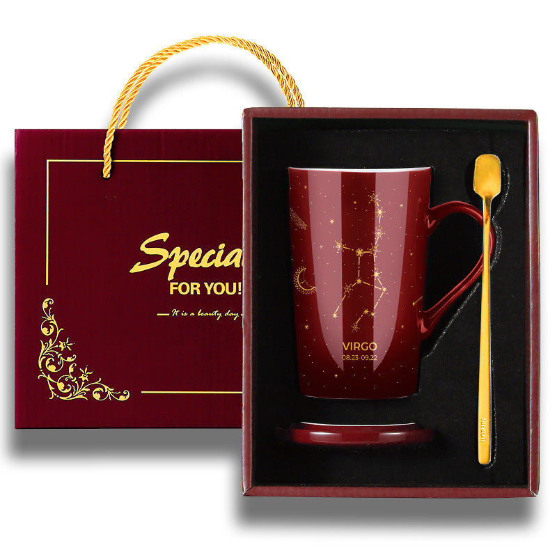 Gift Box With Lid Spoon Milk Coffee Cup