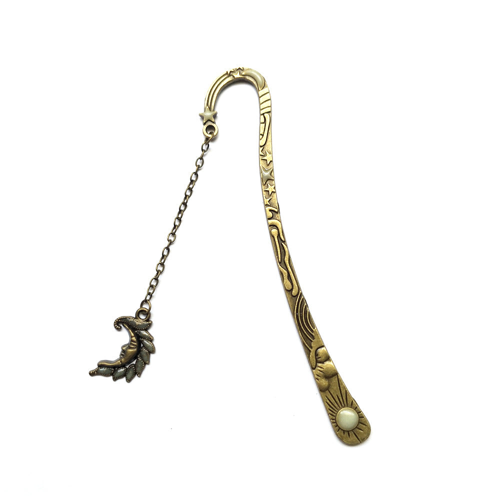 Retro Five-pointed Star Glowing Metal Bookmark Fluorescent