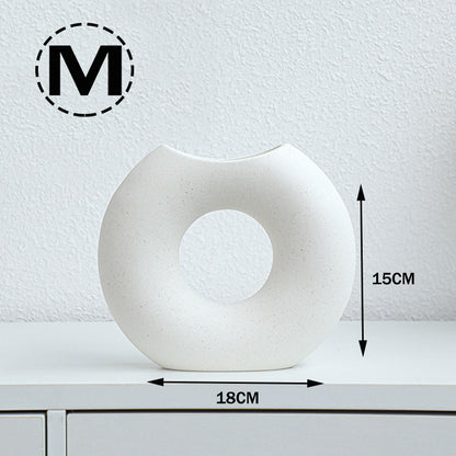 Nordic Style Simple Ceramic Vase Semicircle Creative Flower Device