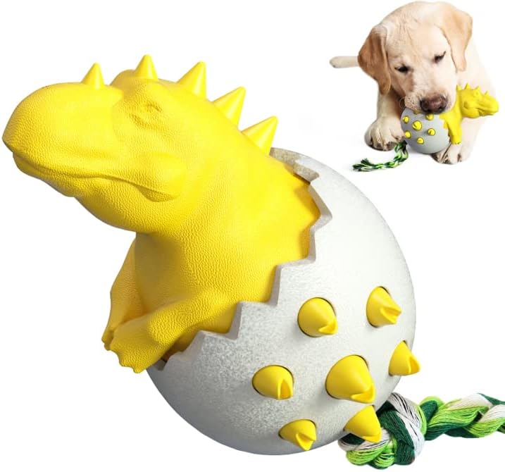 Dog Teething Toy Durable Rubber Chew Toy For Aggressive Chewers Interactive Dog Fetch Toy With Rope