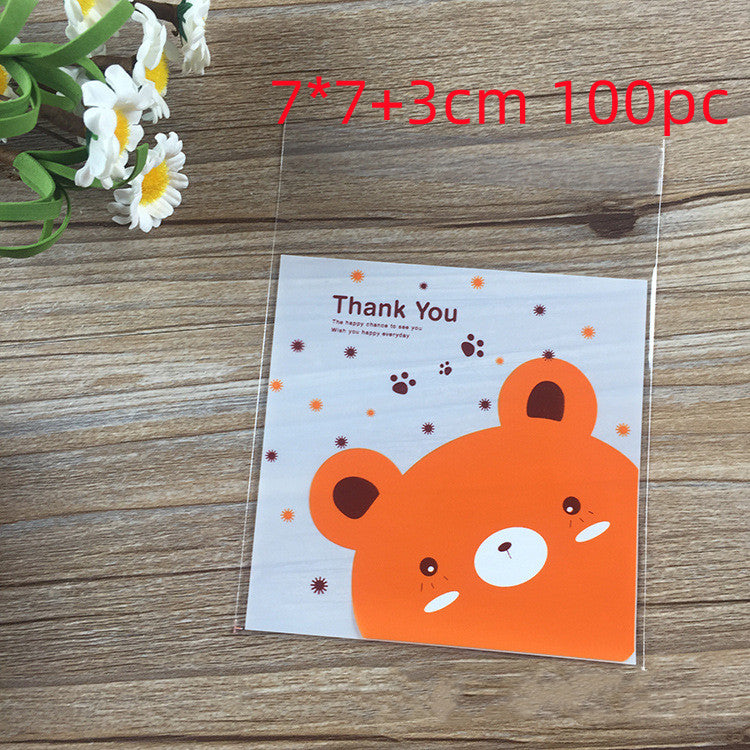 Cute Bear Cookies Western Cookies Gift Leisure Food Self-adhesive Plastic Packaging Bag