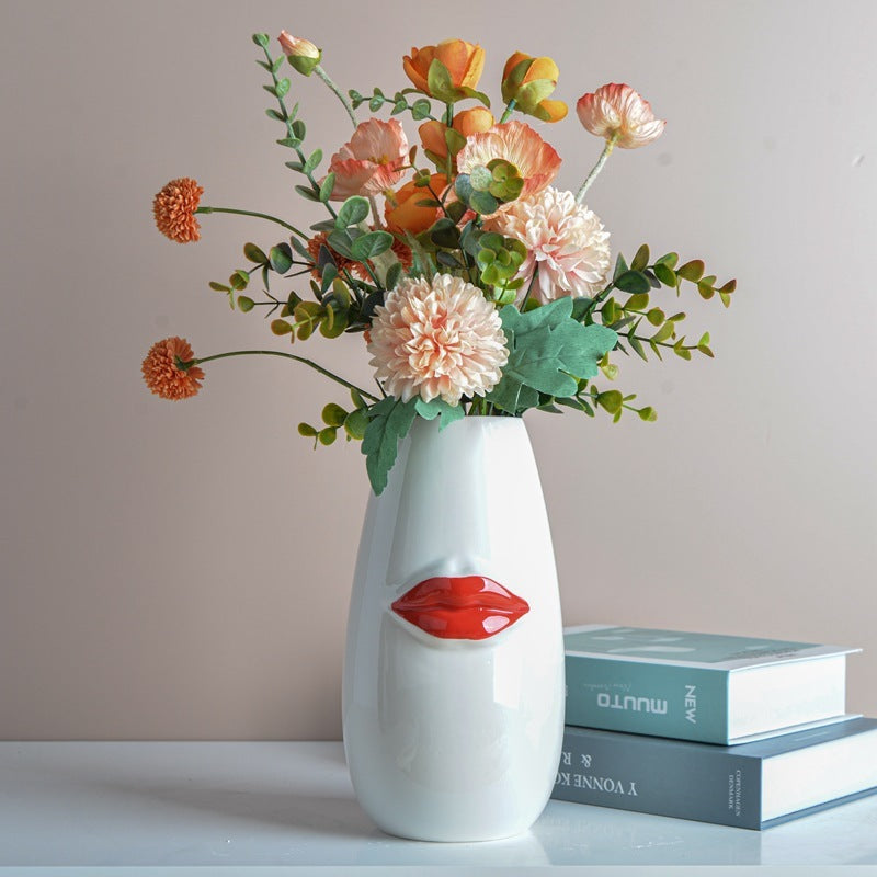 Body Ceramic Decorative Vase Characteristic Lips Valentine's Day Ornaments