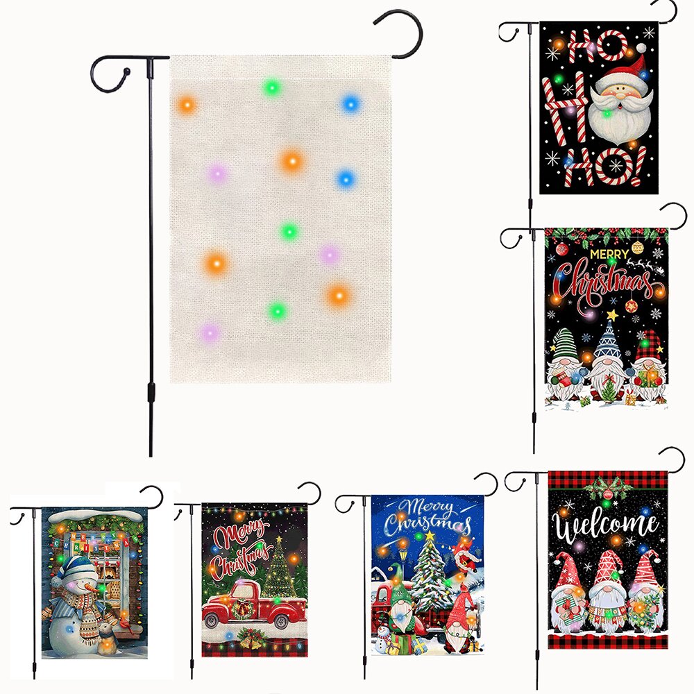 Outdoor Decoration Christmas With Lights Garden Flag