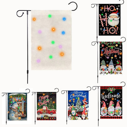 Outdoor Decoration Christmas With Lights Garden Flag