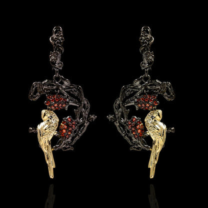 Plant Animal Parrot Closed Ring Plated Two-color