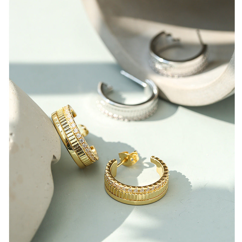 Golden Zircon Gear Personalized Earrings