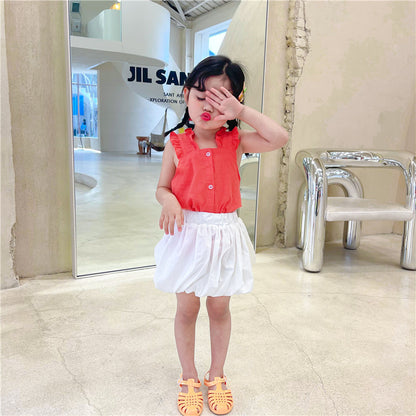 Two-piece Children's Clothing And Children's Halter Top With Wood Ears