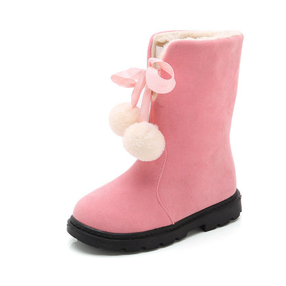 Winter New Girls Warm Cotton Boots Princess Long Children