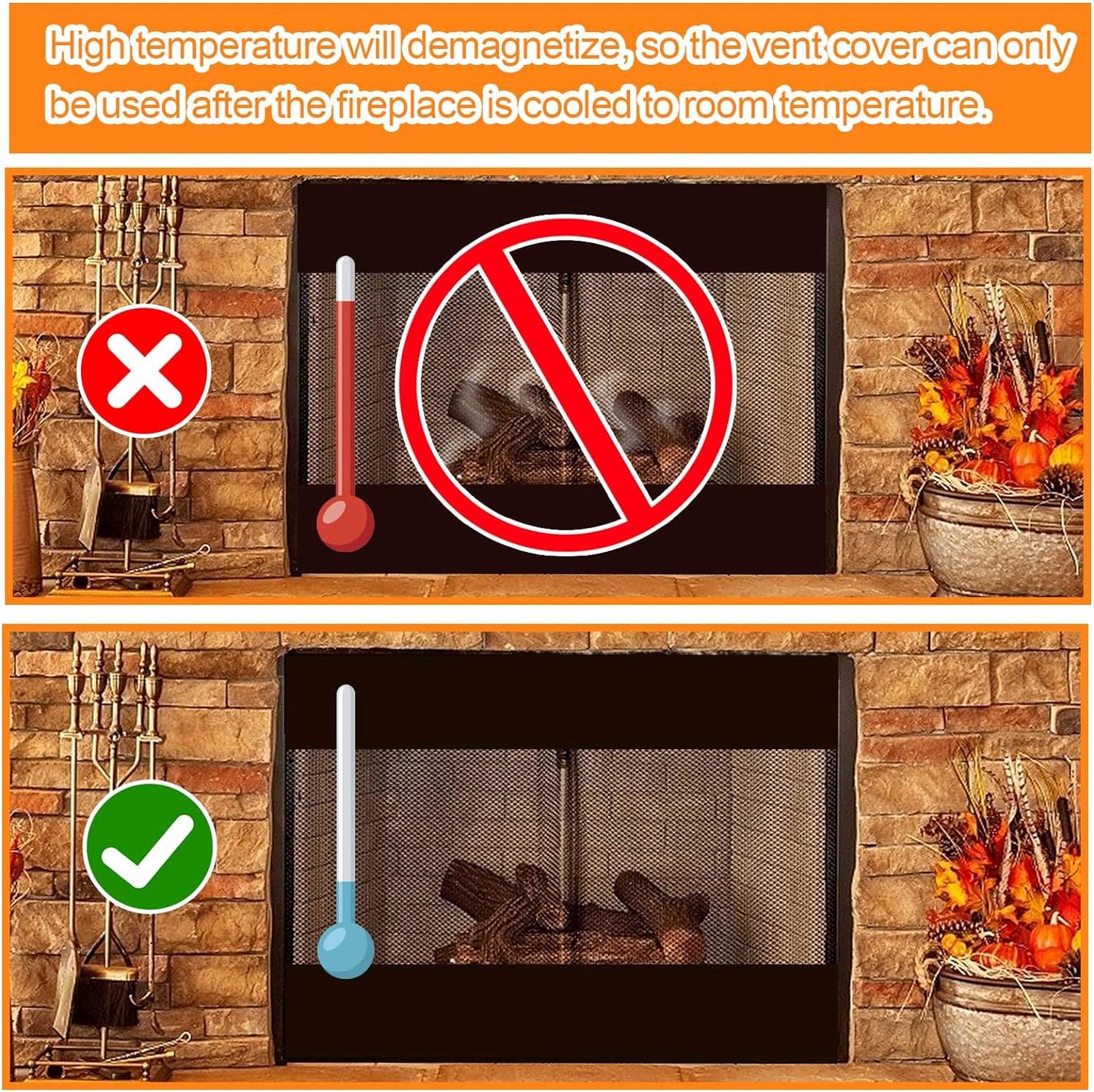 2-pack Magnetic Fireplace Winter Indoor Fireplace Ventilation Cover