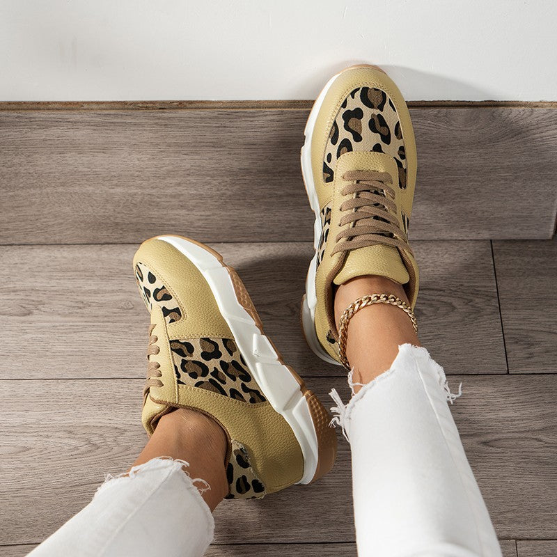 Leopard Sneakers Women White Running Sports Shoes - FLIPSTYLEZLLC