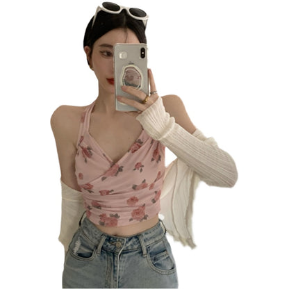 Women's Plus Size Floral Halter Neck Camisole