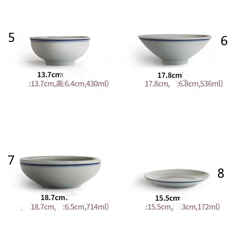 Chinese Style Tableware Set Retro Ceramic Old-fashioned Bowls And Plates