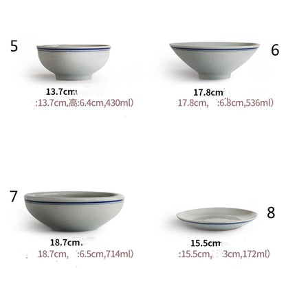 Chinese Style Tableware Set Retro Ceramic Old-fashioned Bowls And Plates