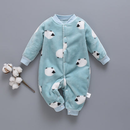 Autumn and winter flannel fleece warmth one-piece romper