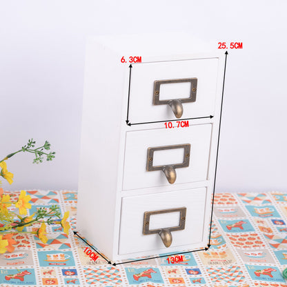 Environmentally Friendly Log Box Three Drawer Desktop Storage