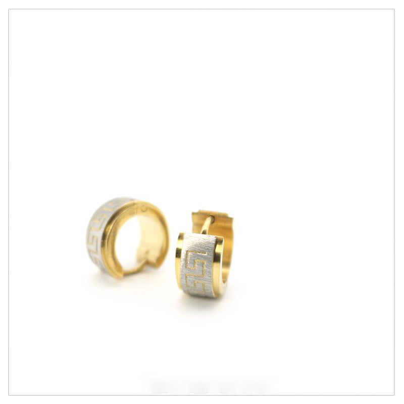 Wide Face Great Wall Pattern Earrings Personalized Simple Design