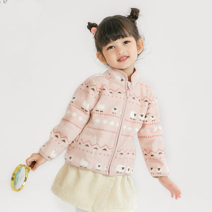 Baby Cartoon Polar Fleece Jacket Thin Long Sleeve