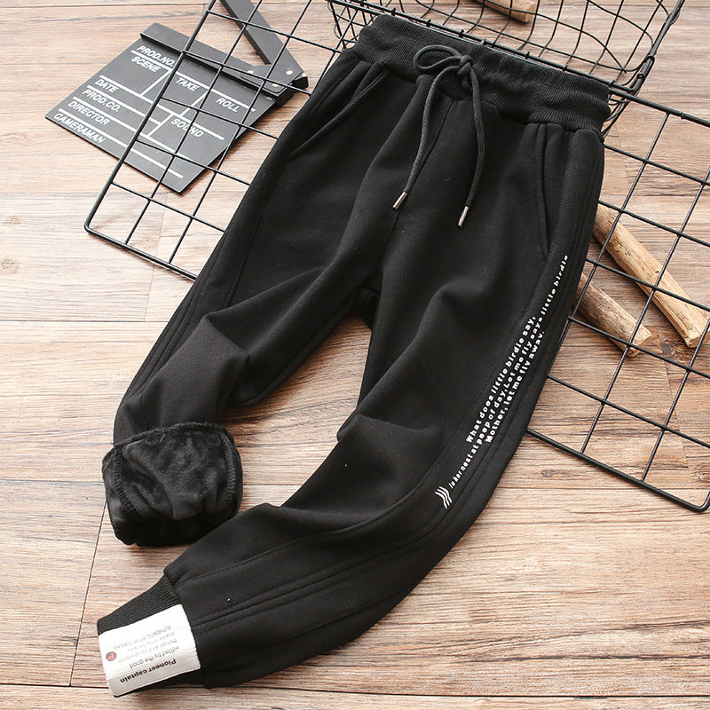 Cotton Sweatpants Big Autumn And Winter Children's All-in-one Fleece Cotton Pants