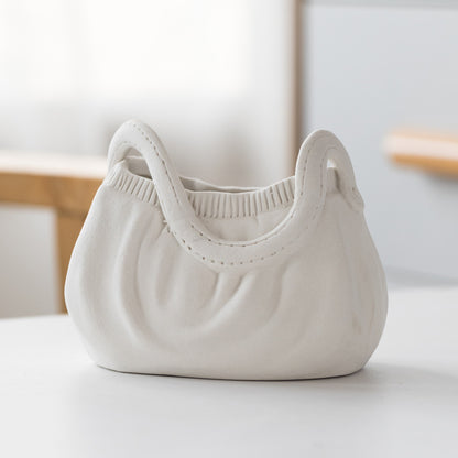 Dehua Frosted Wide Mouth Handbag Ceramic Vase Ornament Simple European Retro