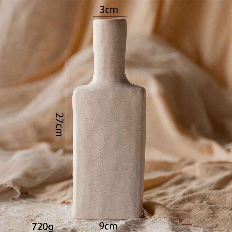 Creative Solitary Style Simple Ceramic Vase Living Room Dry Flower Arrangement Dining Table Bedroom Clay Pot Decoration Ornaments