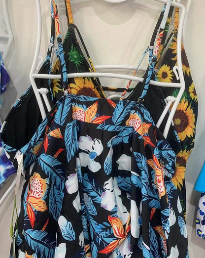 High Waist Ladies Swimsuit Lotus Leaf Plus Size Beachwear