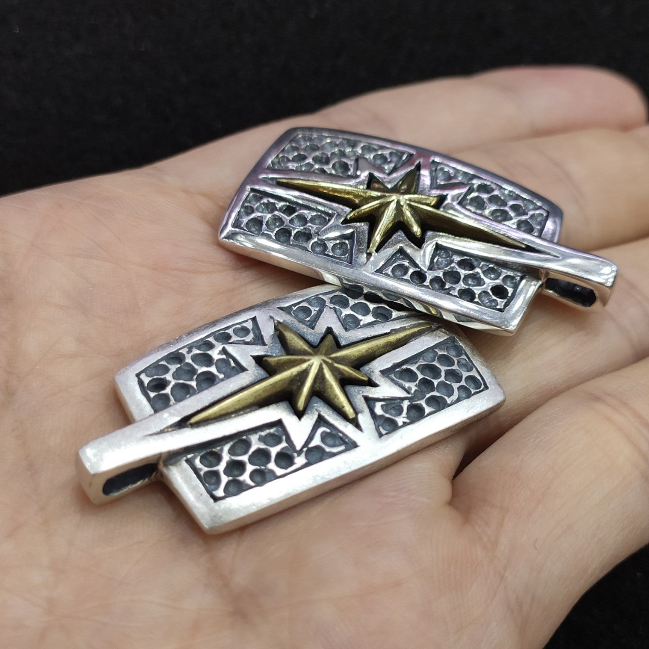 Sterling Silver Pendant Personalized Octagonal Star Square Sign